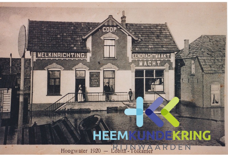 Ansichtkaart 1920 tolkamer Hoogwater melkfabriek stoll. Coll. G.B.Janssen